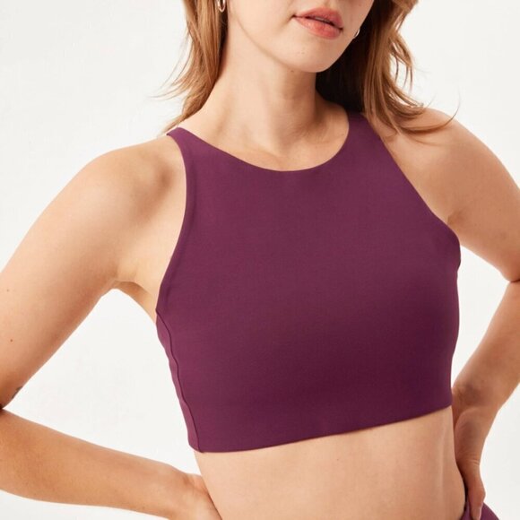 Girlfriend Collective Plum Topanga Halter Bra - Picture 2 of 8